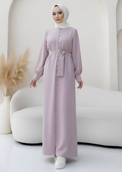 AYESHA FRONT OPEN ABAYA | LITE PINK