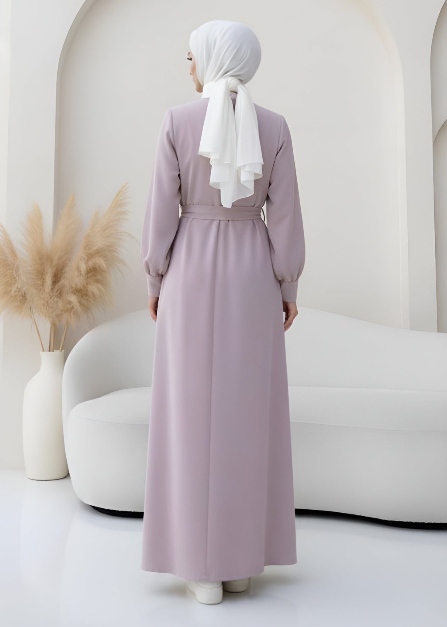 AYESHA FRONT OPEN ABAYA | LITE PINK