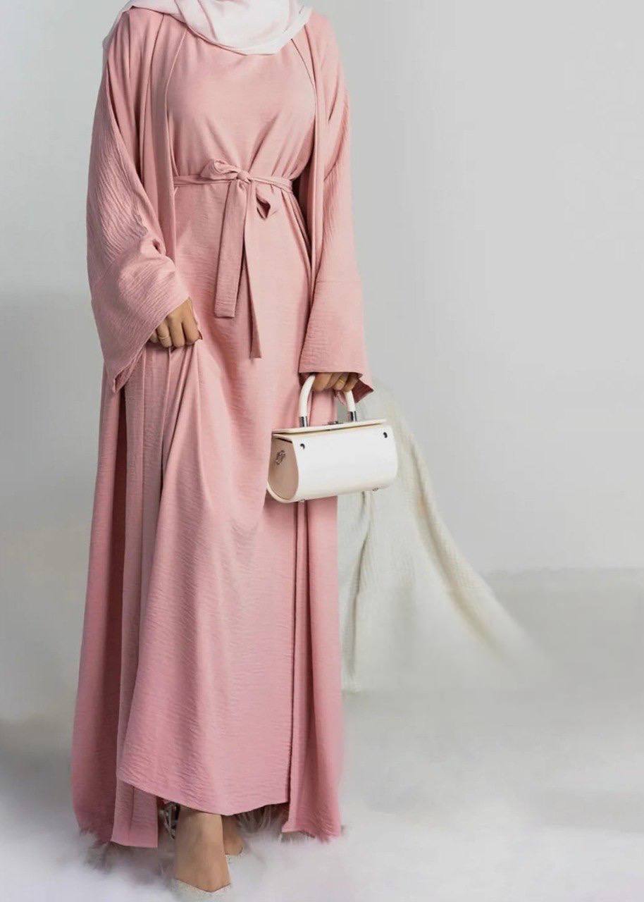DUBAI CRUSH DOUBLE SHRUG ABAYA | FLAMINGO