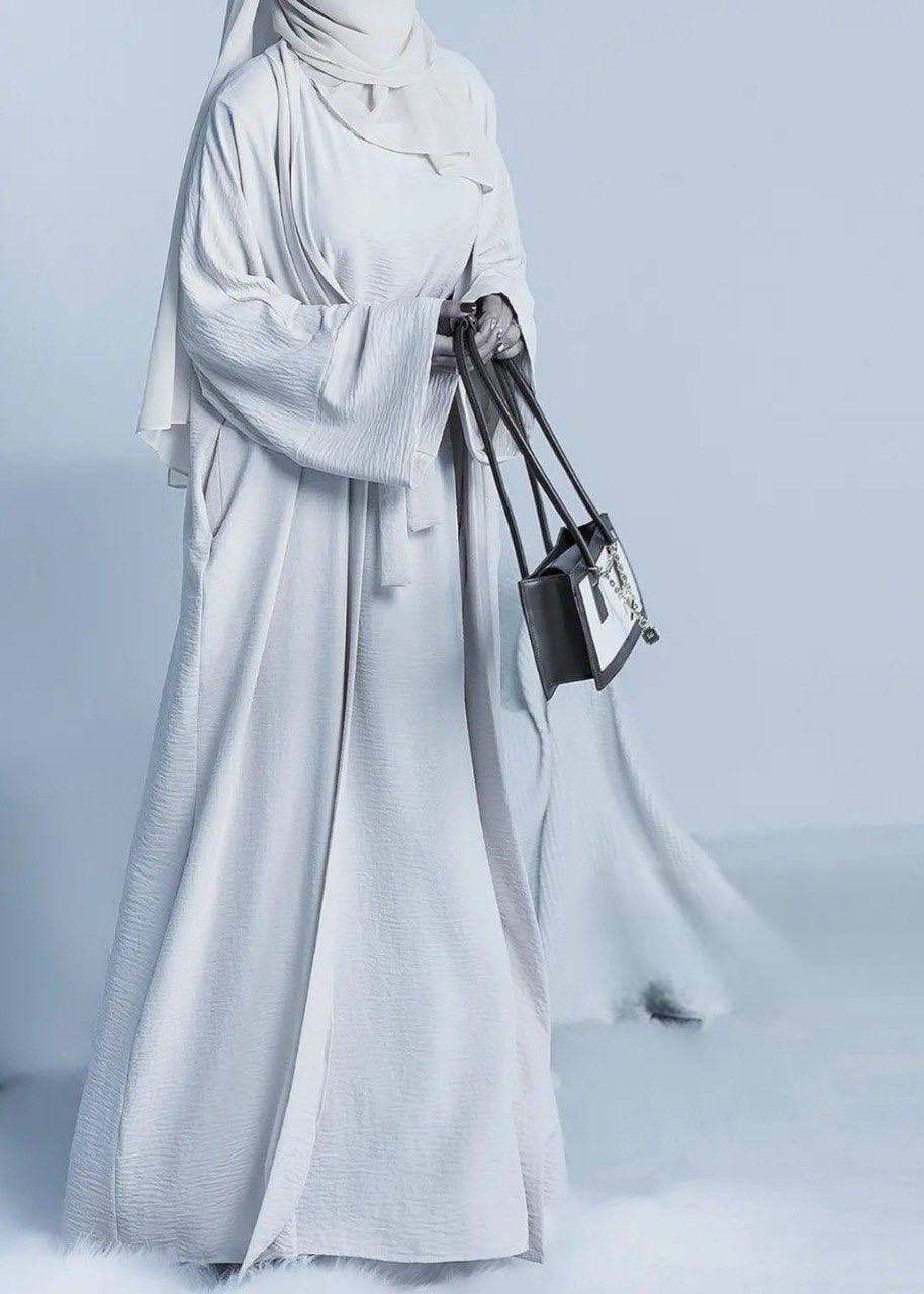 DUBAI CRUSH DOUBLE SHRUG ABAYA | MILK WHITE