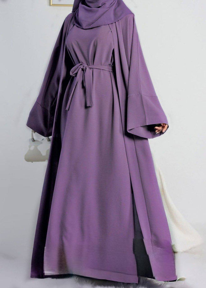 DUBAI CRUSH DOUBLE SHRUG ABAYA | MAGNATIC PURPLE