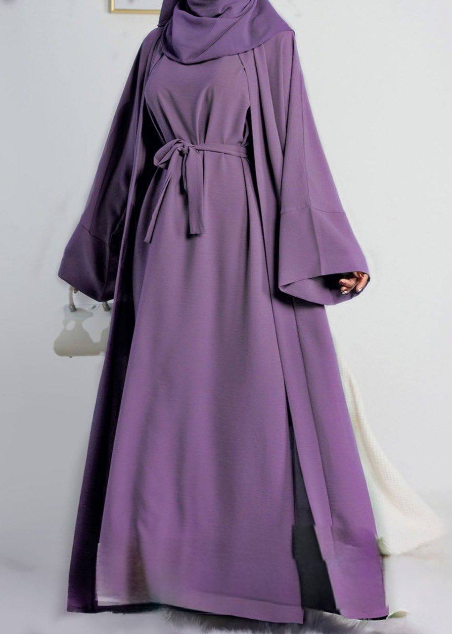 DUBAI CRUSH DOUBLE SHRUG ABAYA | MAGNATIC PURPLE