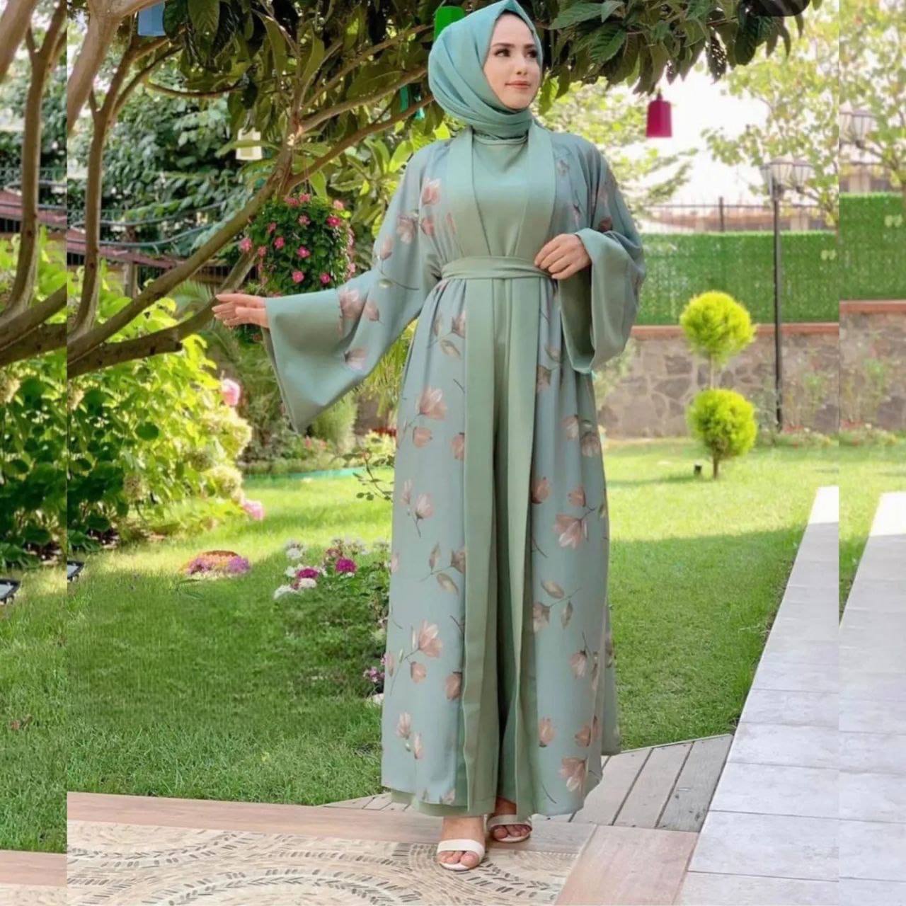 MARHABA DOUBLE SHRUG ABAYA | SKY BLUE
