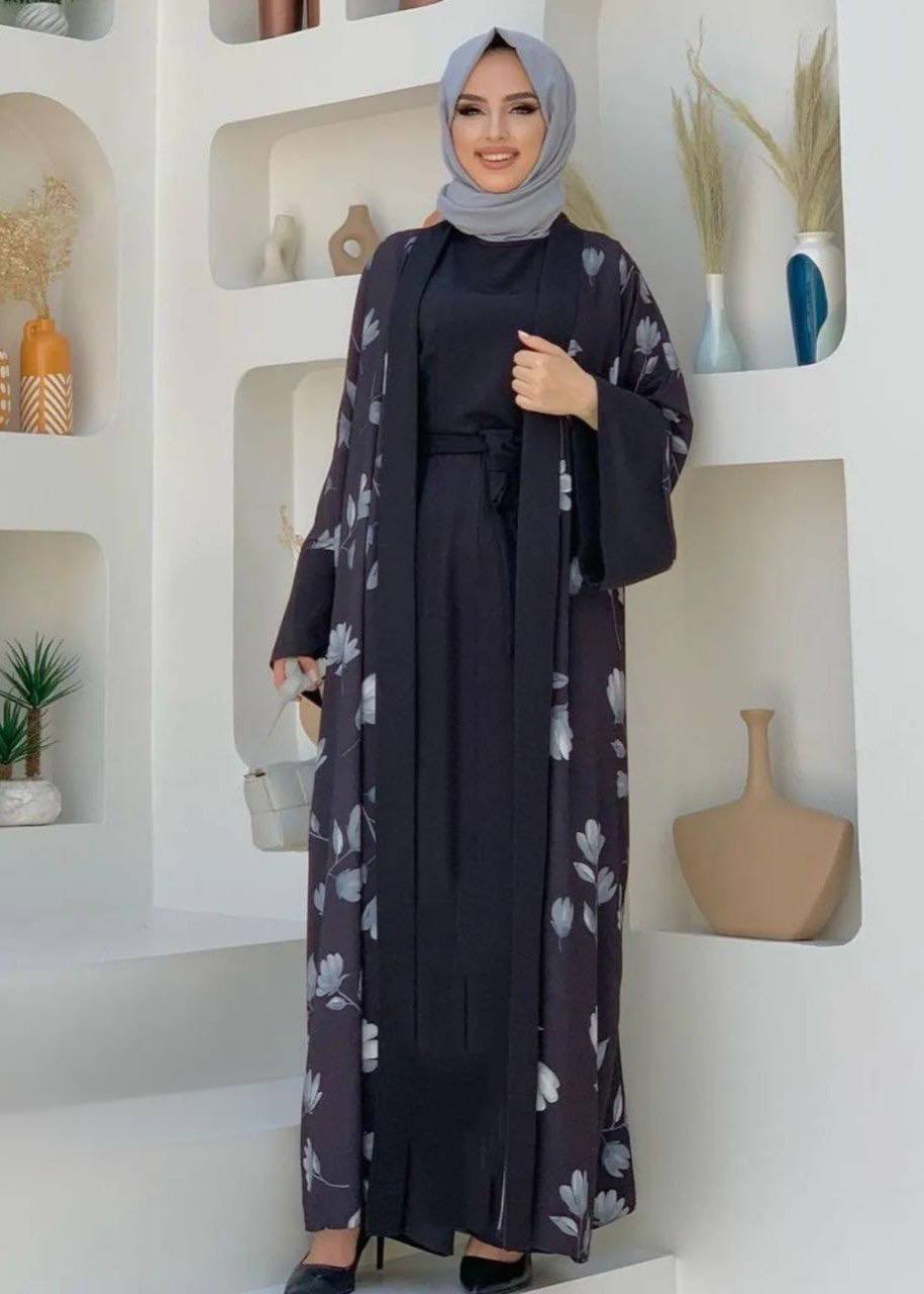 MARHABA DOUBLE SHRUG ABAYA | BLACK
