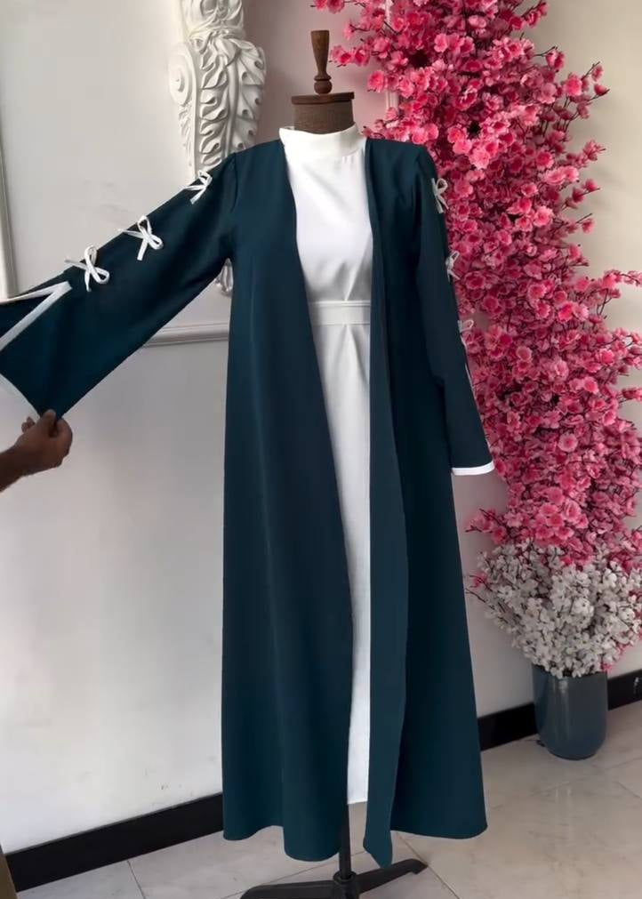 NAYLAH DOUBLE SHRUG BOW ABAYA | TEAL