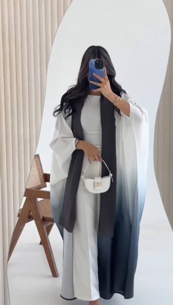 ASNIYA DOUBLE SHRUG ABAYA | GRAY