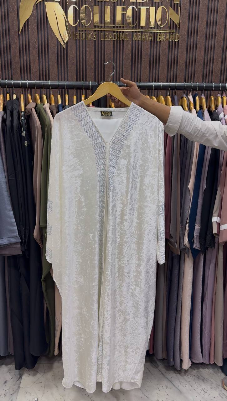 ANAYA VELVET KAFTAN ABAYA | WHITE