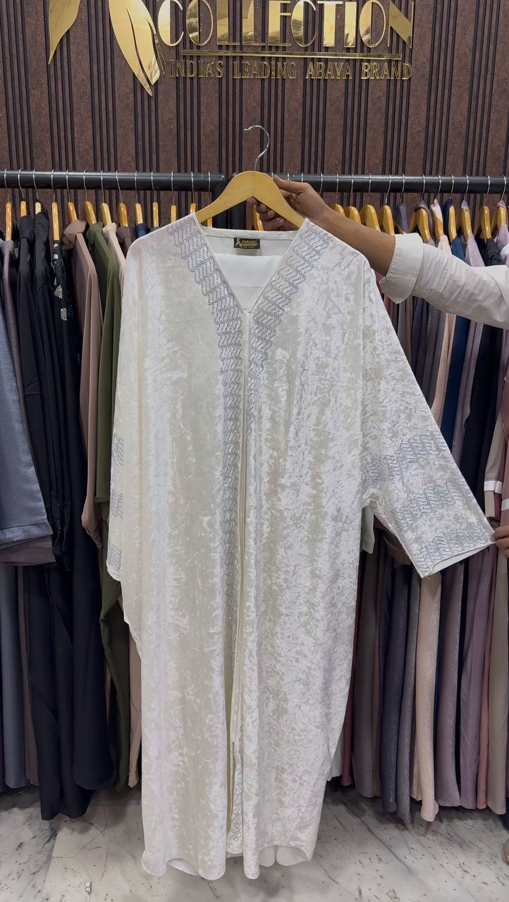 ANAYA VELVET KAFTAN ABAYA | WHITE