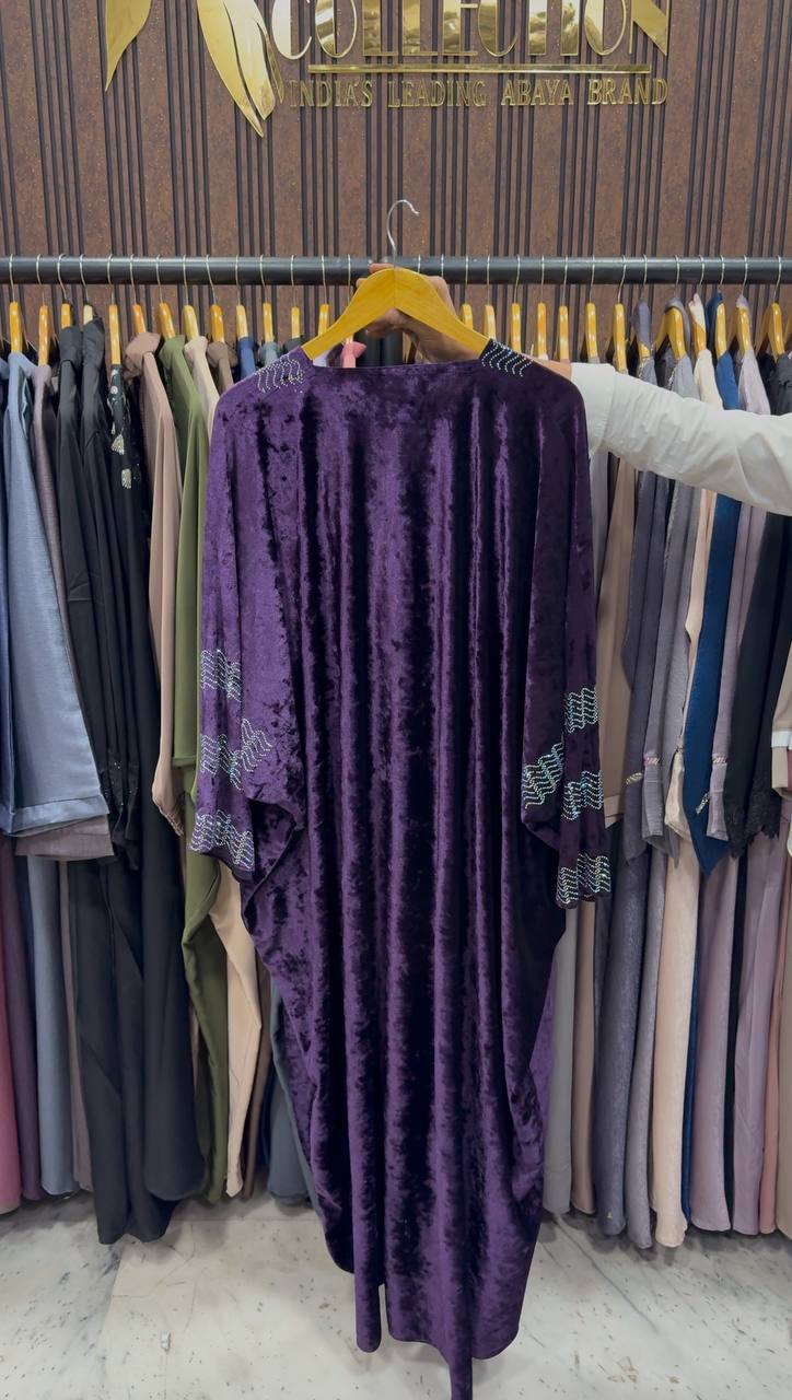 ANAYA VELVET KAFTAN ABAYA | PURPLE