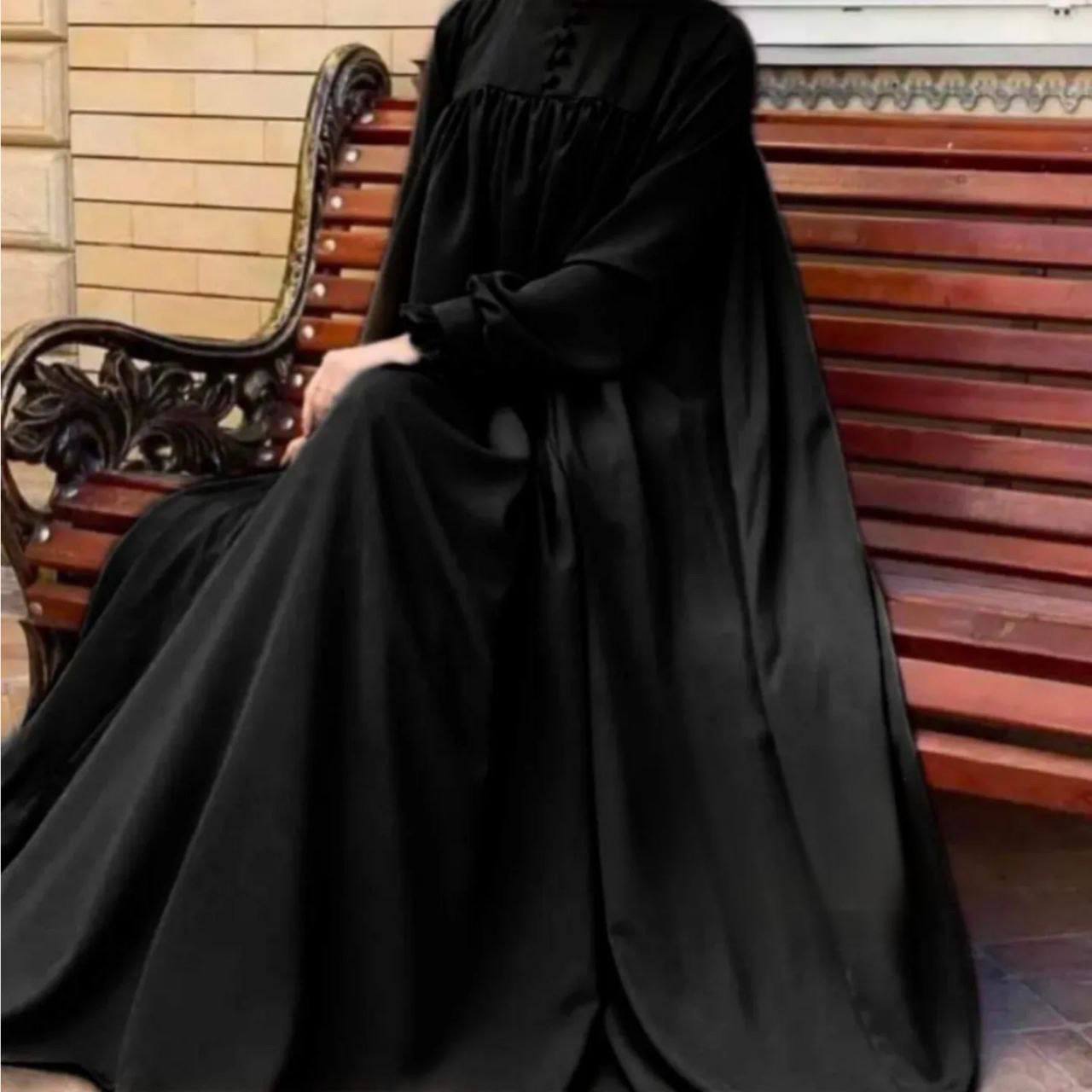 NEW COLLAR PLATES ABAYA | BLACK