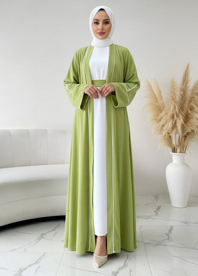 RUHI DOUBLE SHRUG ABAYA | NEON TO WHITE