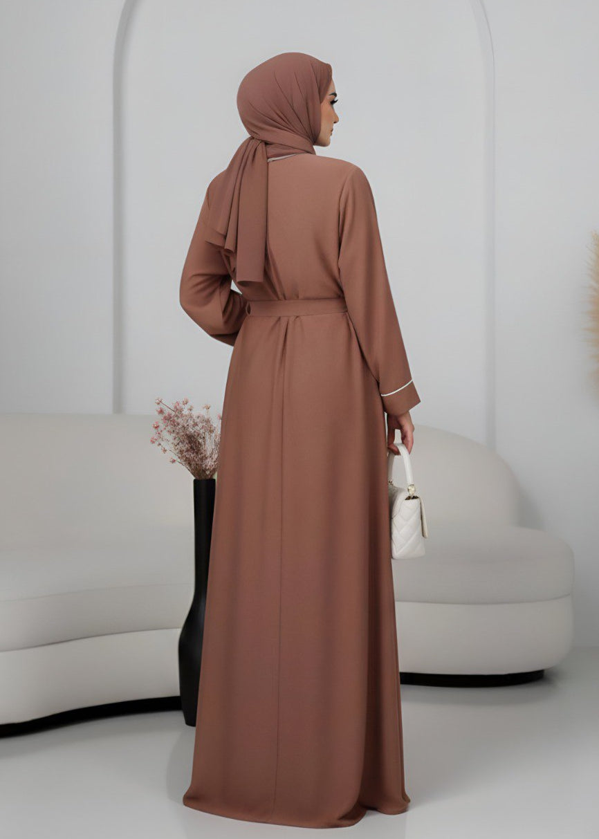 RUHI DOUBLE SHRUG ABAYA | WHITE TO GOLDEN