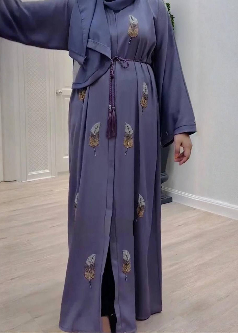 MANTASHA FRONT OPEN ABAYA | LAVENDER