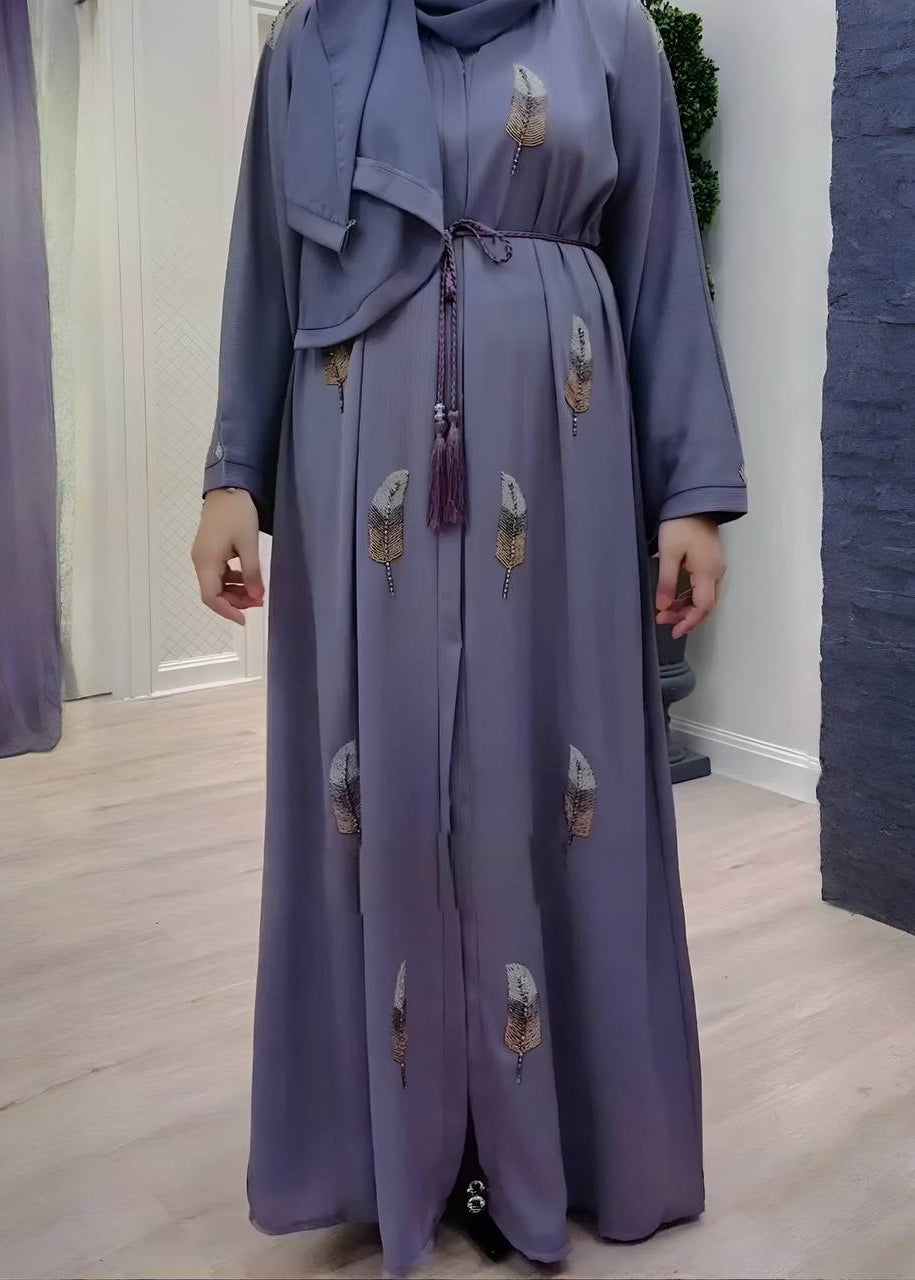 MANTASHA FRONT OPEN ABAYA | LAVENDER
