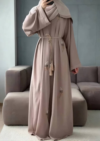 MANTASHA FRONT OPEN ABAYA | NUDE