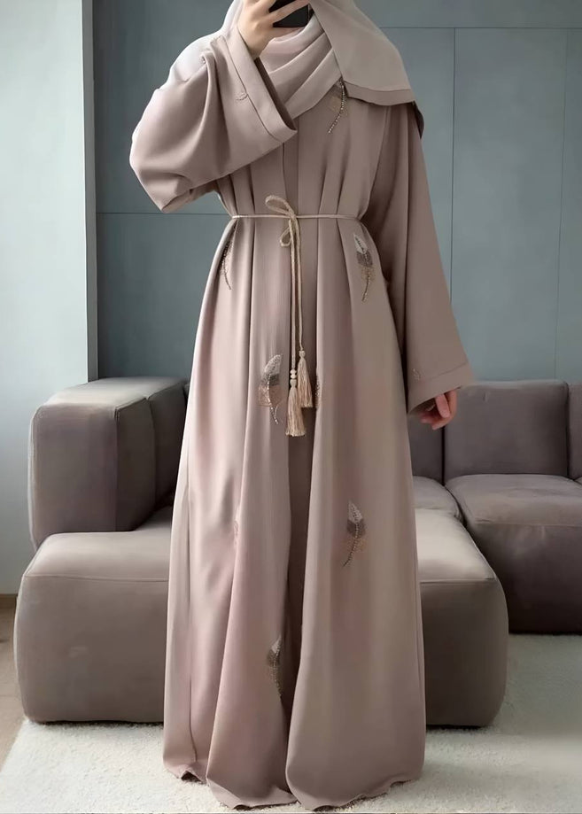 MANTASHA FRONT OPEN ABAYA | NUDE