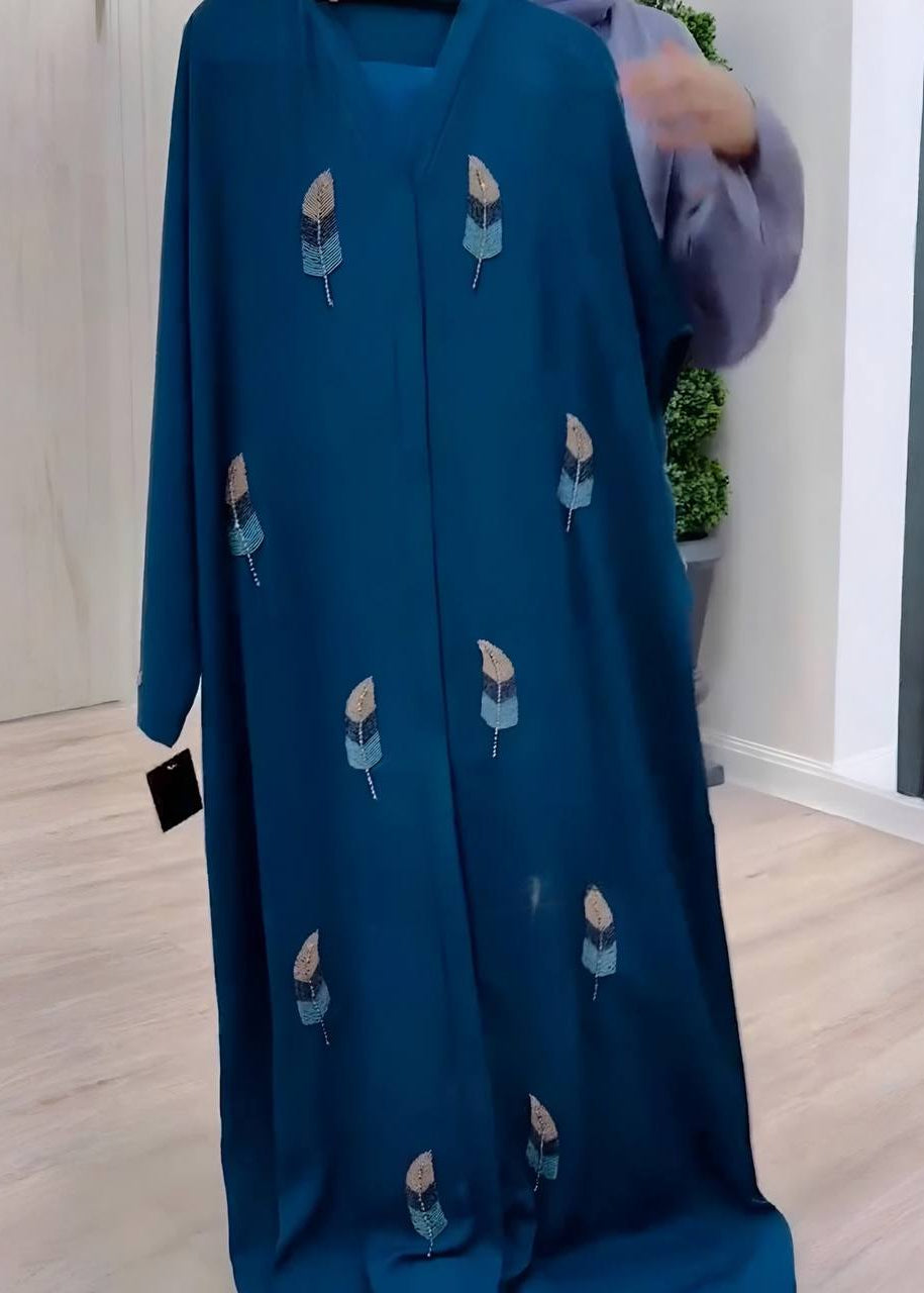 MANTASHA FRONT OPEN ABAYA | TEAL