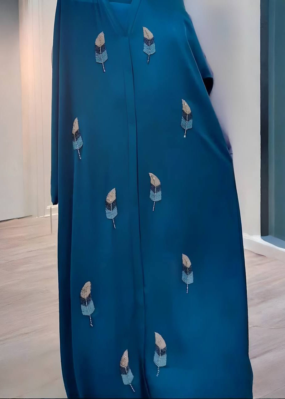 MANTASHA FRONT OPEN ABAYA | TEAL