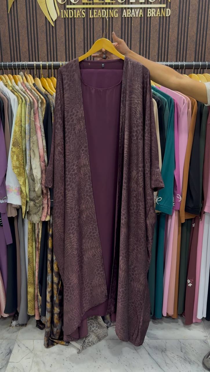 Azrah Elegance Luxe Korean Print Abaya - ( SHADE-08 )