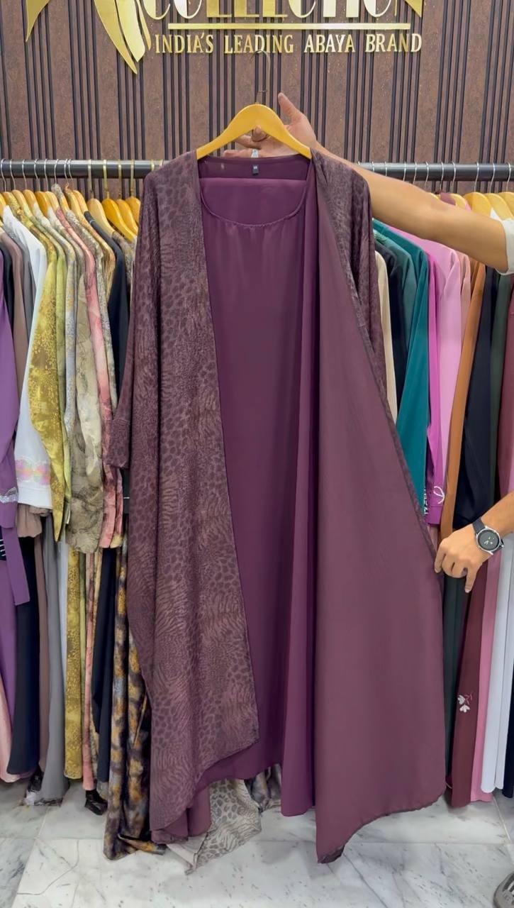 Azrah Elegance Luxe Korean Print Abaya - ( SHADE-08 )
