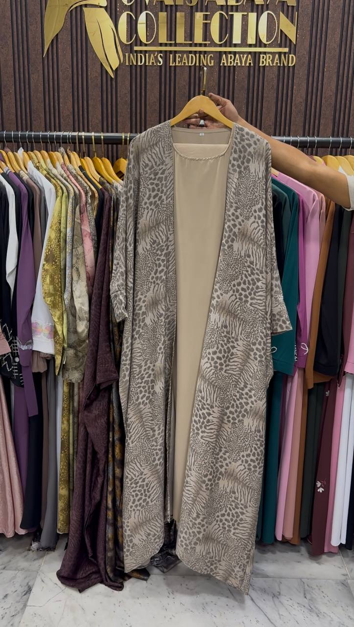 Azrah Elegance Luxe Korean Print Abaya - ( SHADE-09 )