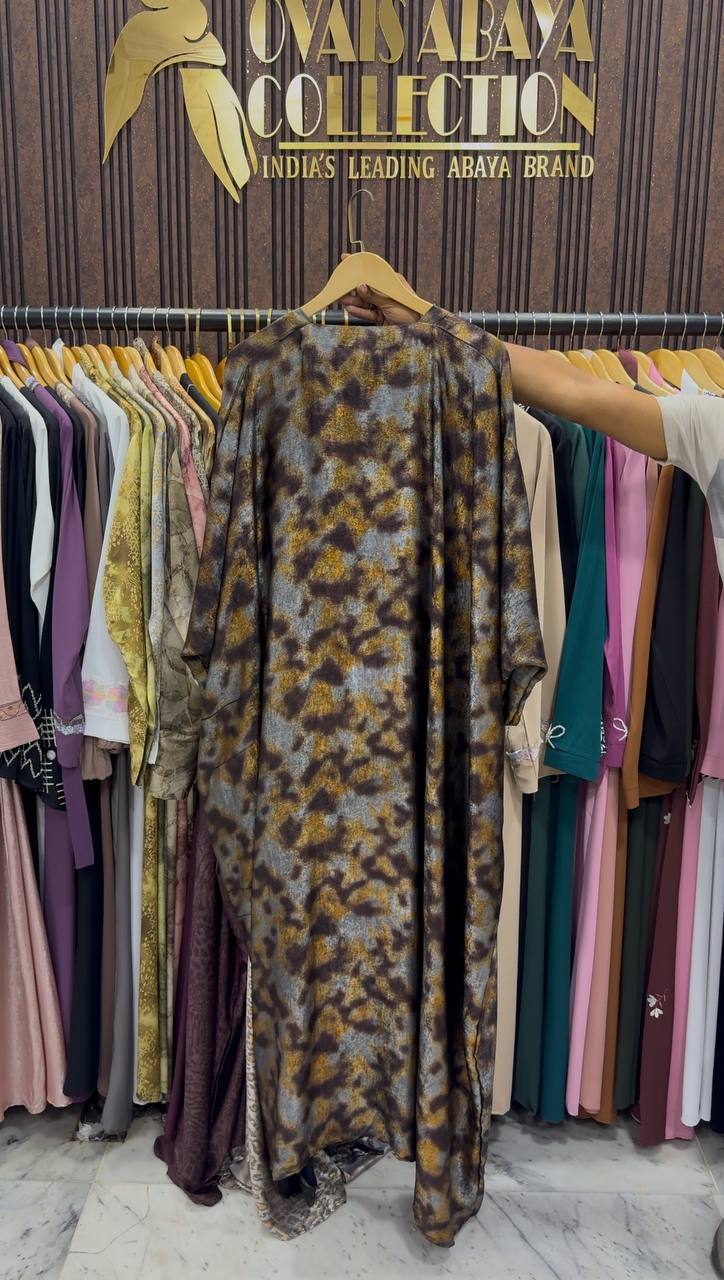 Azrah Elegance Luxe Korean Print Abaya - ( SHADE-11 )