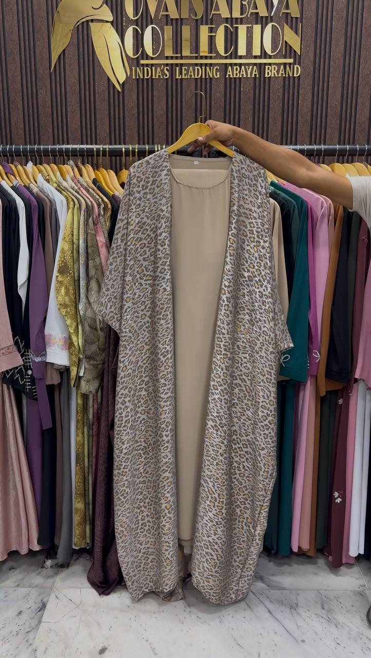 Azrah Elegance Luxe Korean Print Abaya - ( SHADE-10 )