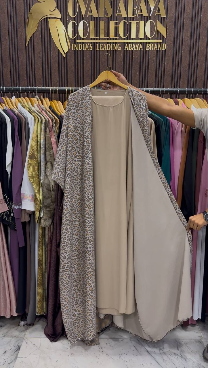 Azrah Elegance Luxe Korean Print Abaya - ( SHADE-10 )