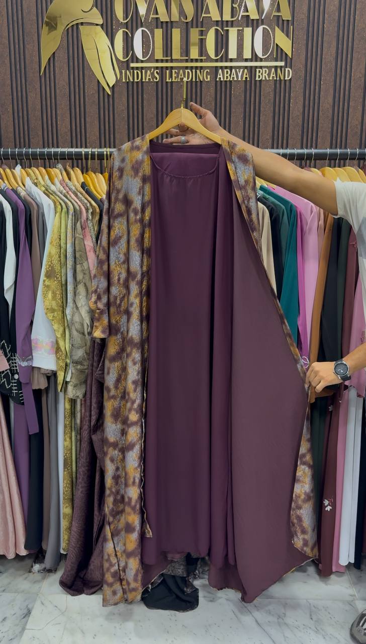 Azrah Elegance Luxe Korean Print Abaya - ( SHADE-05 )