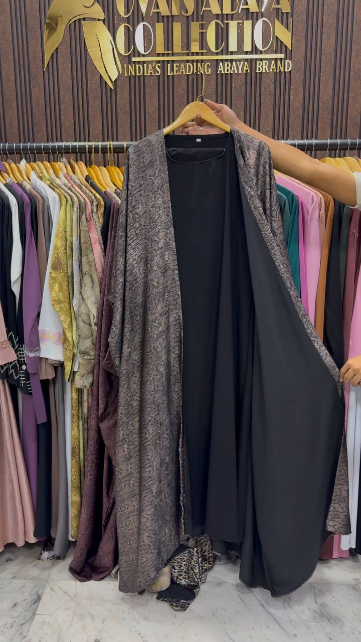 Azrah Elegance Luxe Korean Print Abaya - ( SHADE-06 )