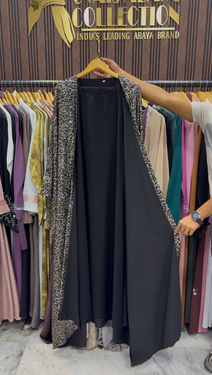 Azrah Elegance Luxe Korean Print Abaya - ( SHADE-03 )