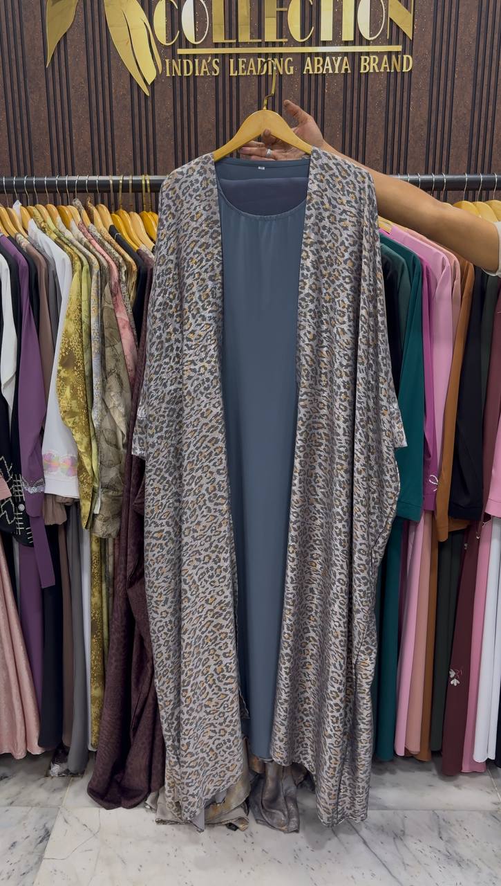 Azrah Elegance Luxe Korean Print Abaya - ( SHADE-04 )