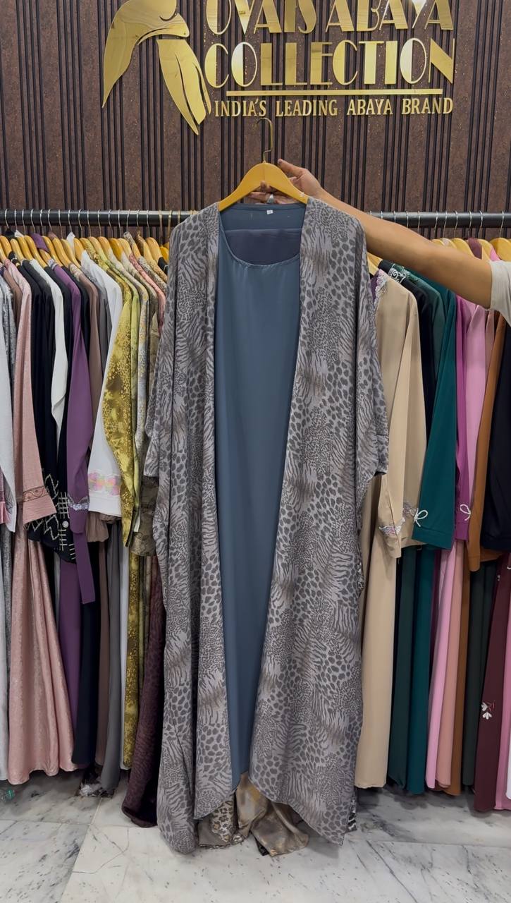 Azrah Elegance Luxe Korean Print Abaya - ( SHADE-07 )