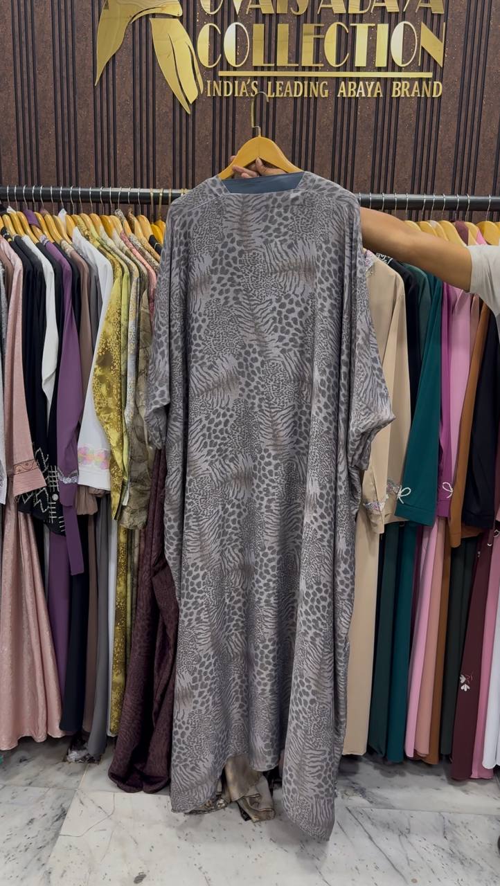 Azrah Elegance Luxe Korean Print Abaya - ( SHADE-07 )