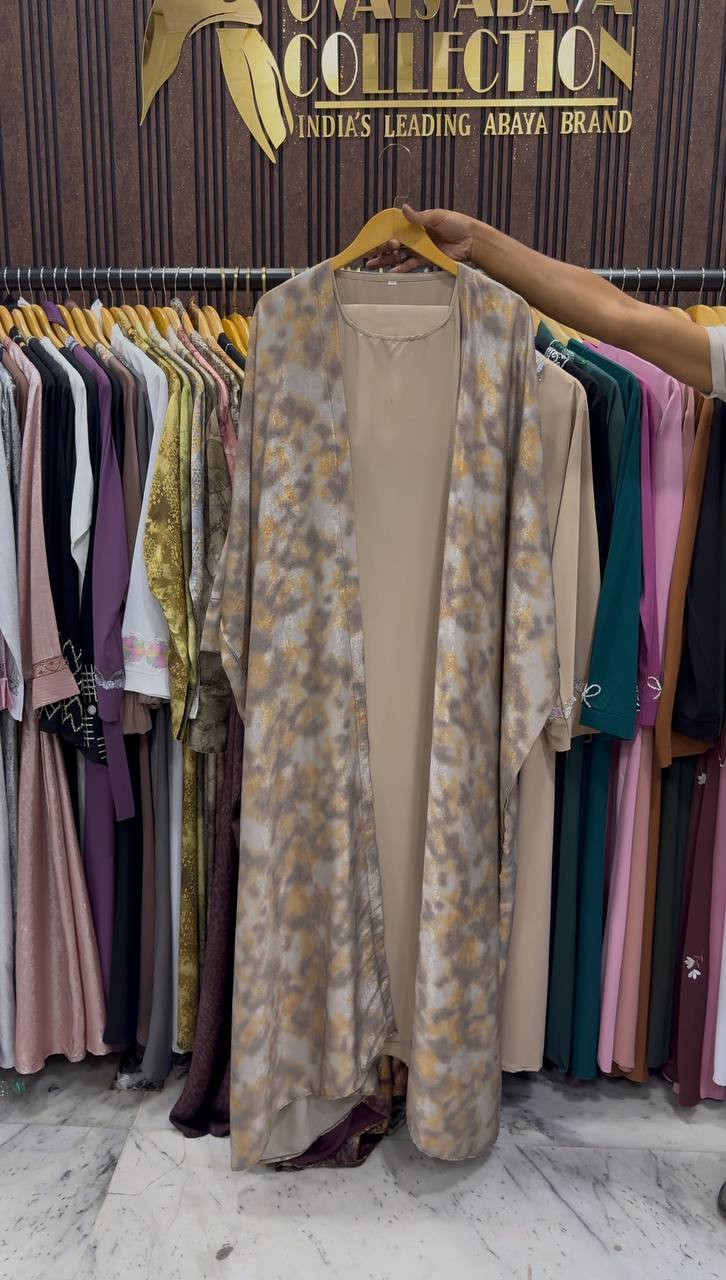 Azrah Elegance Luxe Korean Print Abaya - ( SHADE-01 )