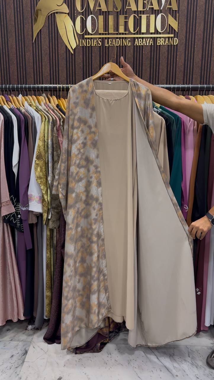 Azrah Elegance Luxe Korean Print Abaya - ( SHADE-01 )
