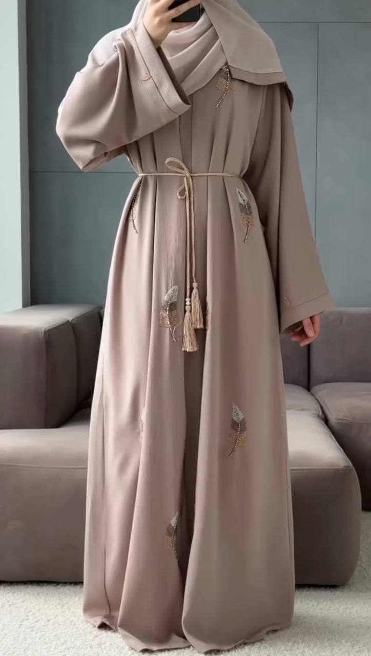HOOR FRONT OPEN ABAYA | NUDE