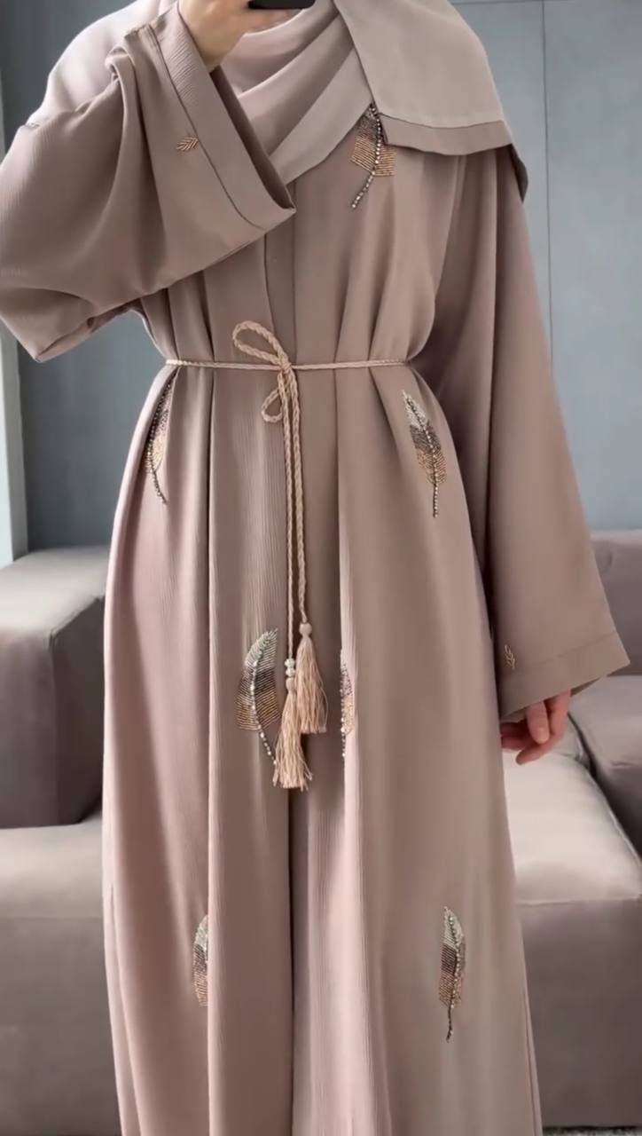 MANTASHA FRONT OPEN ABAYA | NUDE