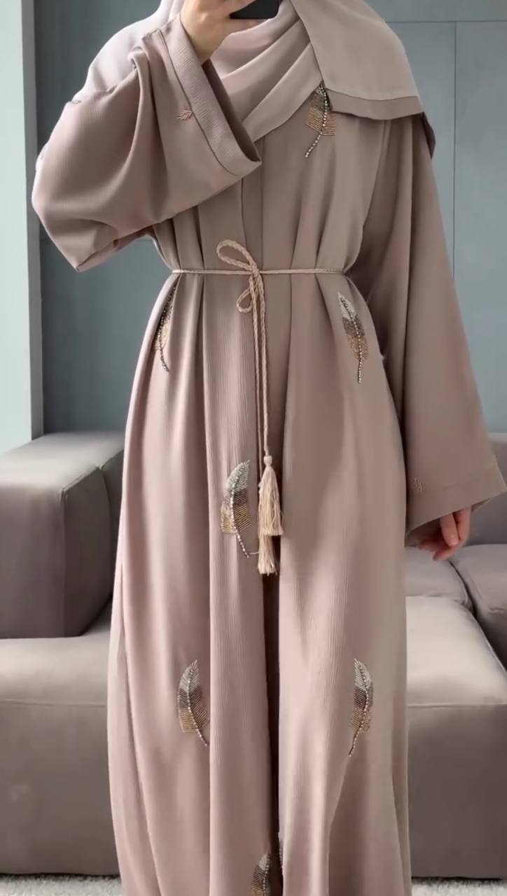 HOOR FRONT OPEN ABAYA | NUDE