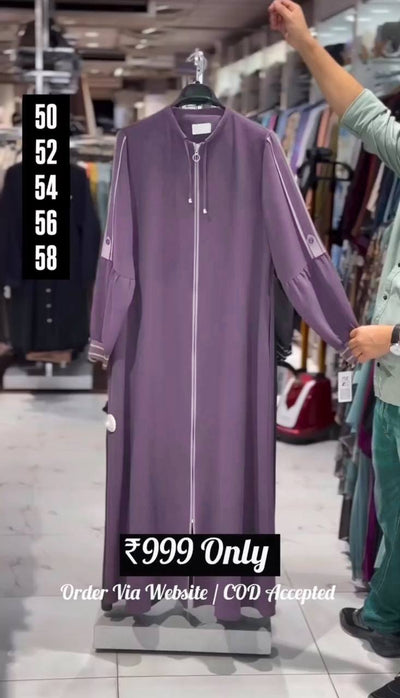 ZEBA FRONT OPEN ABAYA | PURPLE