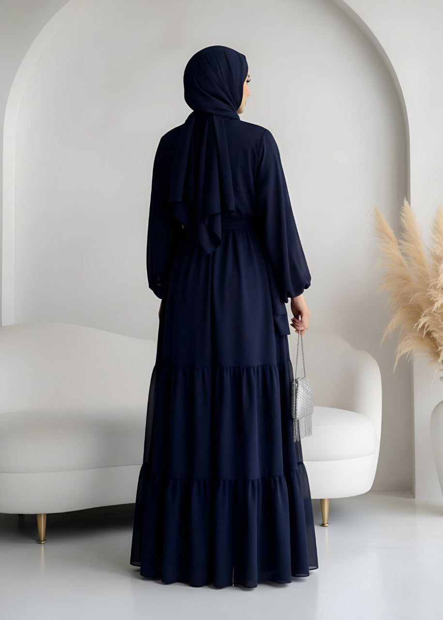 AMANI FRILL PLATES ABAYA | BLUE