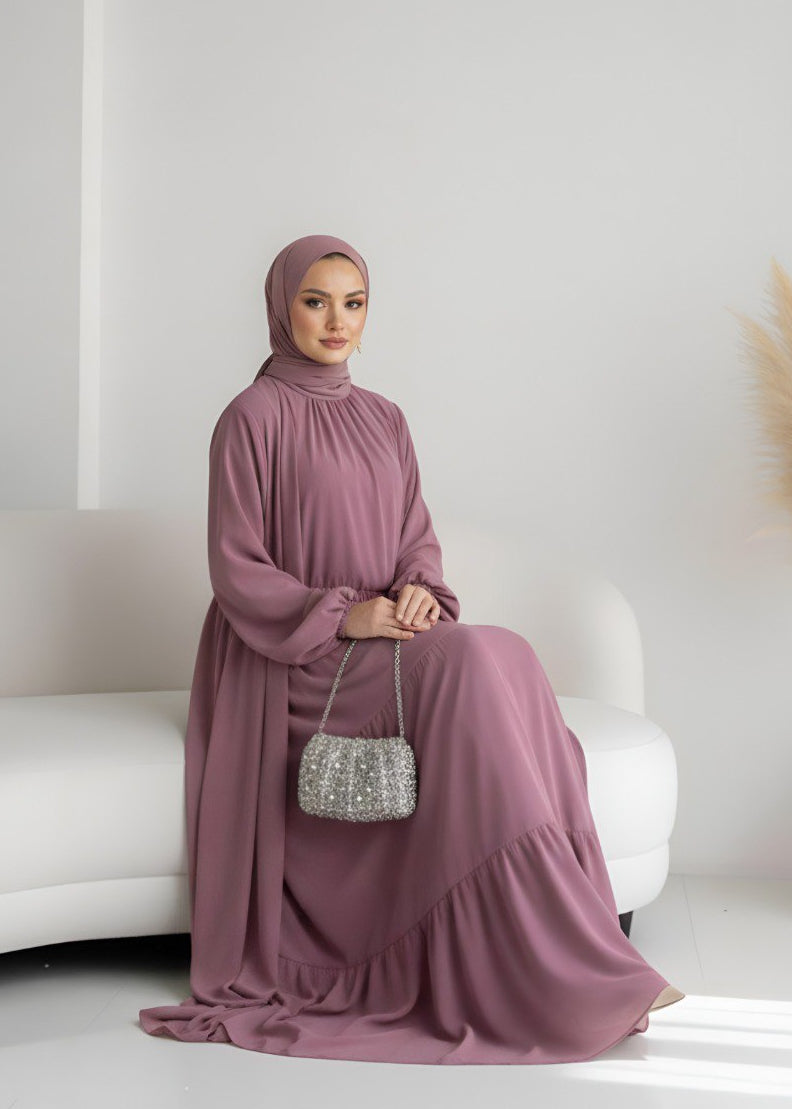AMANI FRILL PLATES ABAYA | PINK