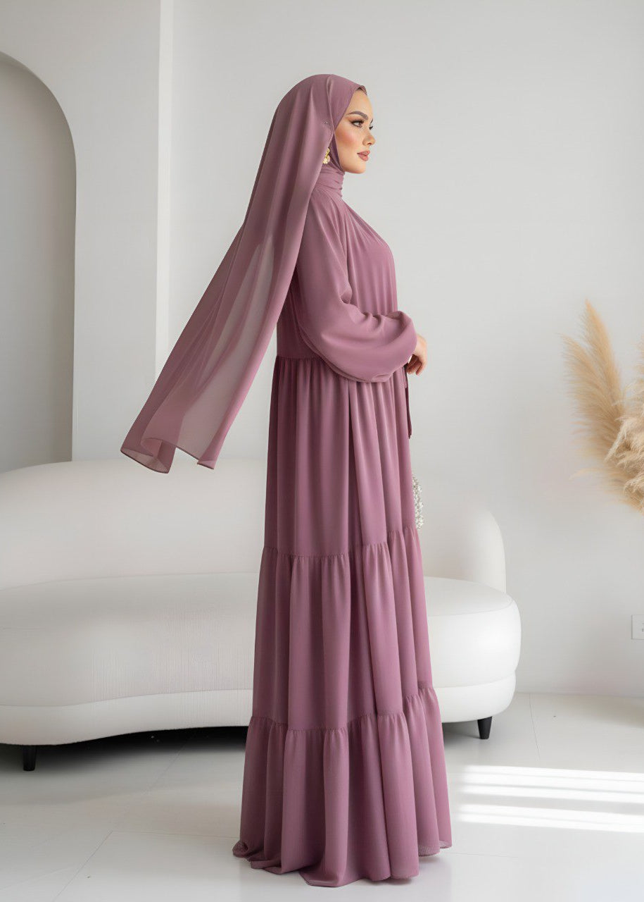 AMANI FRILL PLATES ABAYA | PINK