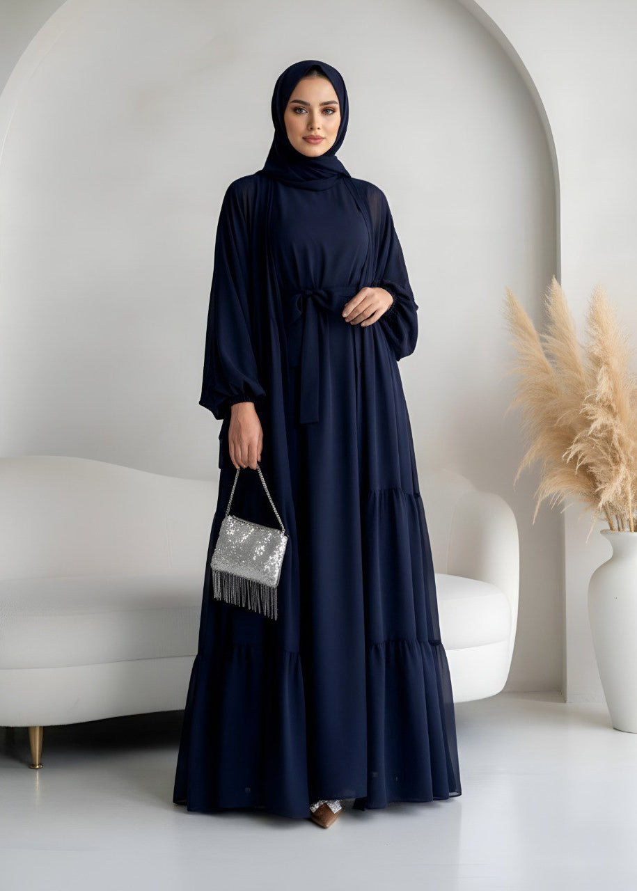 AMANI FRILL PLATES ABAYA | BLUE