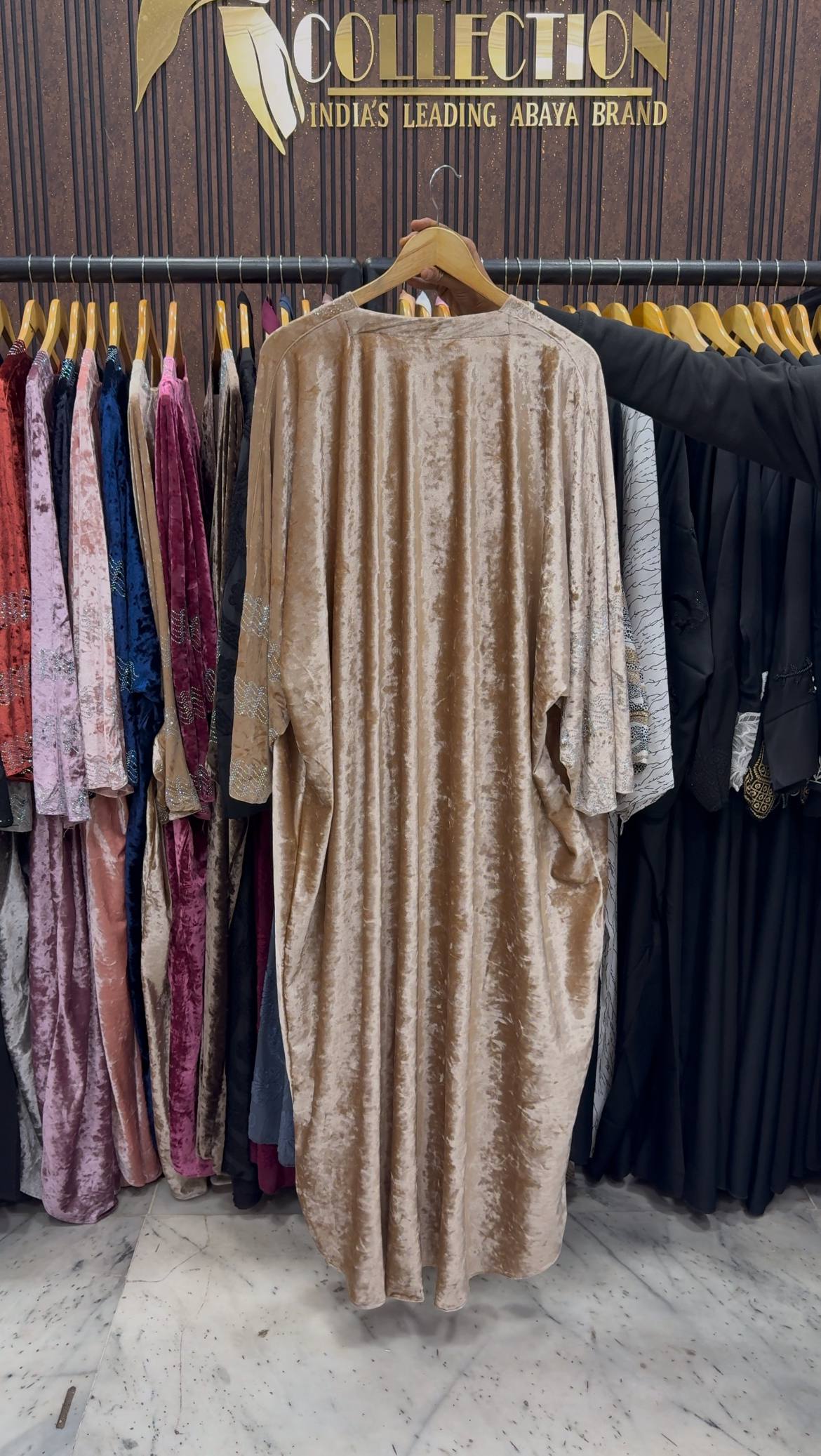 ANAYA VELVET KAFTAN ABAYA | NUDE