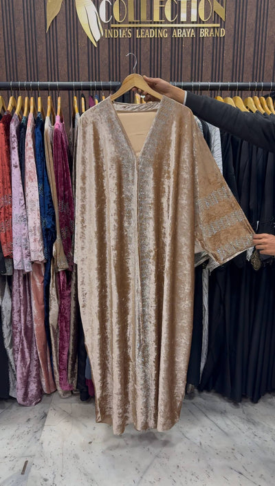 ANAYA VELVET KAFTAN ABAYA | NUDE