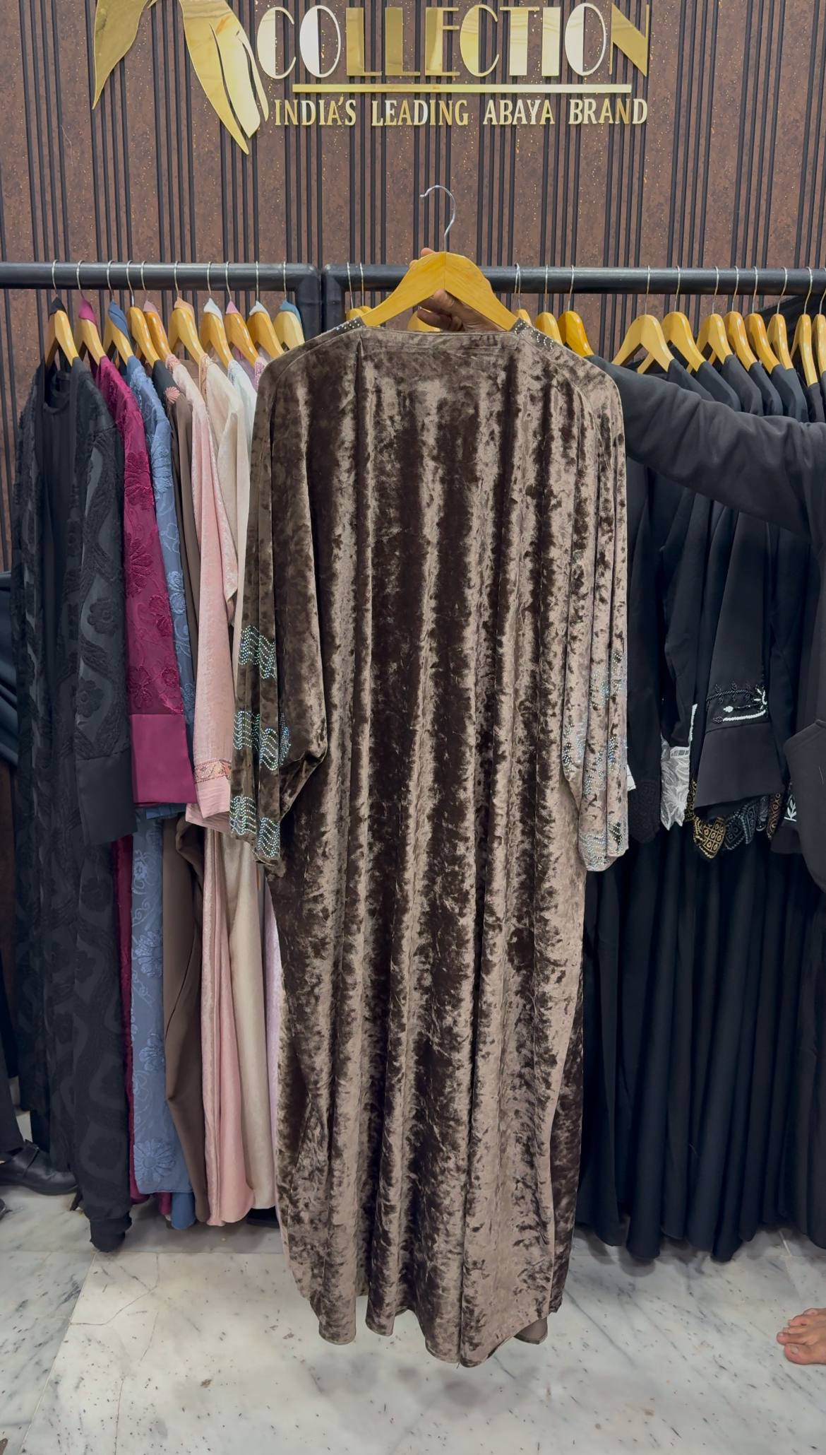 ANAYA VELVET KAFTAN ABAYA | COFFEE
