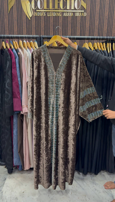 ANAYA VELVET KAFTAN ABAYA | COFFEE
