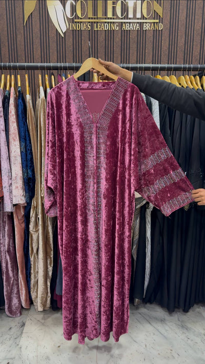 ANAYA VELVET KAFTAN ABAYA | PINK