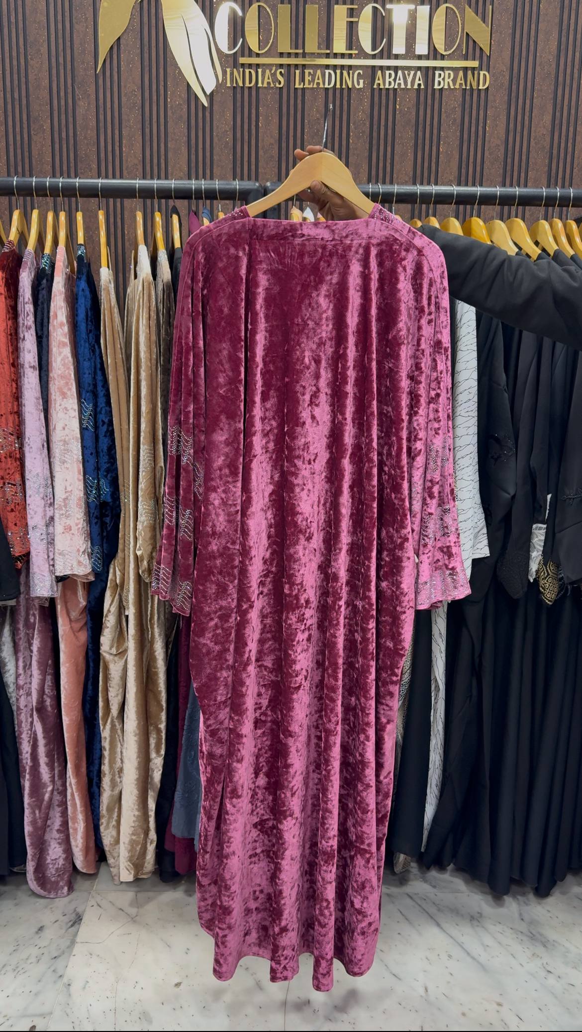 ANAYA VELVET KAFTAN ABAYA | PINK